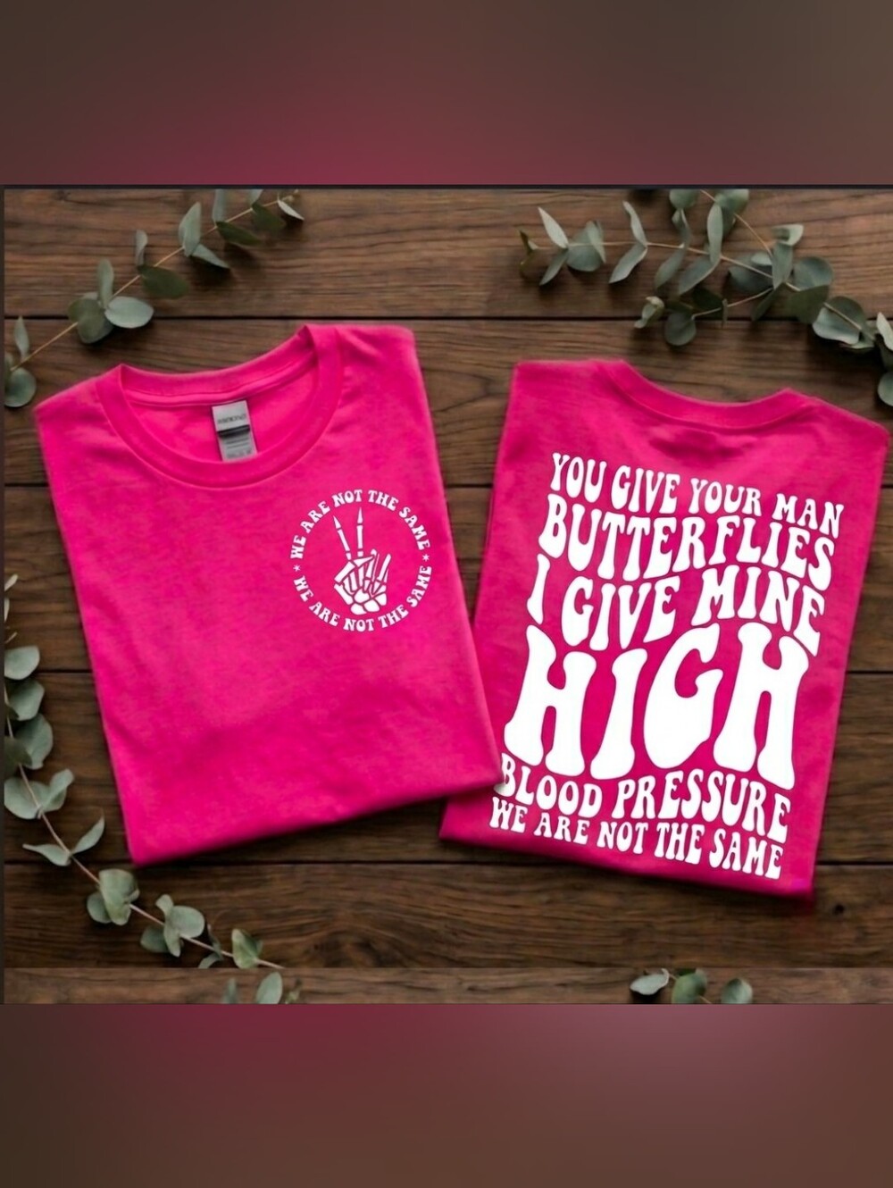 Funny shirt I give my man high blood pressure humor retro wifey Married Pink